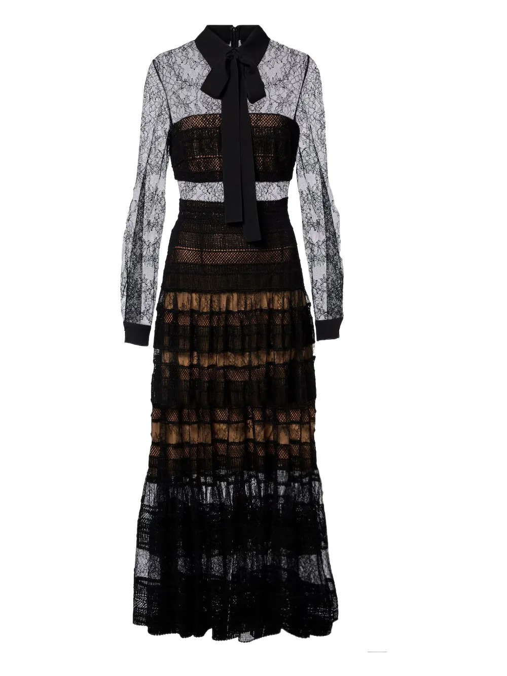 

Платье миди с кружевной завязкой Elie Saab, черный