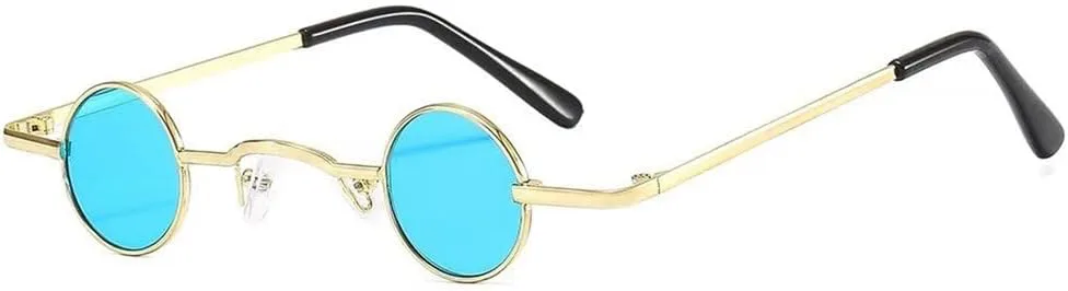 

Маленькие круглые солнцезащитные очки для мужчин, винтажные, рок-панк, блэк-метал, стимпанк, солнцезащитные очки для женщин, мини-хип-хоп, синие MTZJH, One Color