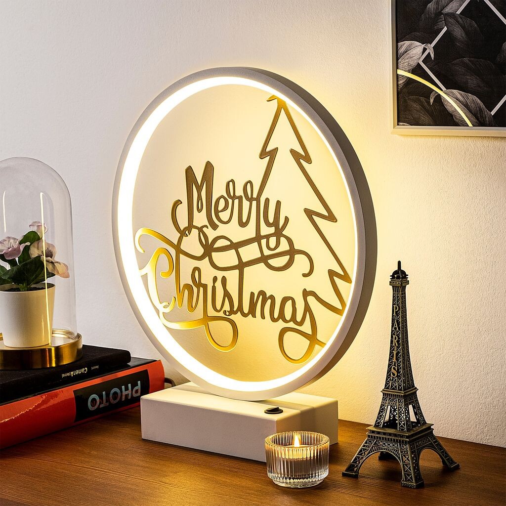 

Opviq, XMAS10- XMAS10SHD, белый, золото, настольные лампы, 16 х 9 х 4 см, 100% металл