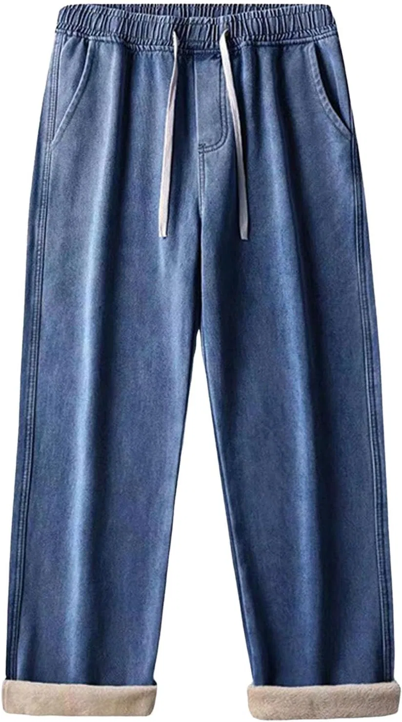 Джинсы свободные, с начесом, Dark Blue — фото 4