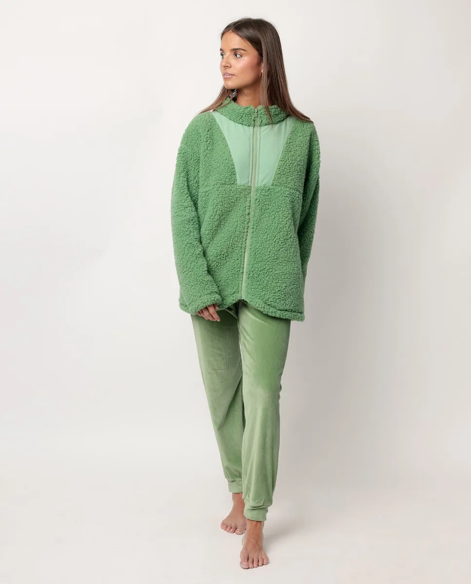 

Женский халат с длинными рукавами из теплой ткани зеленого цвета Admas