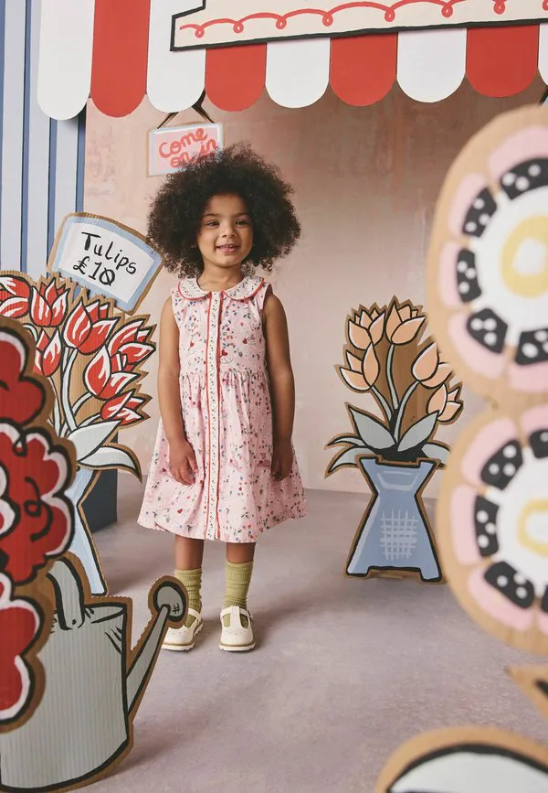 Платье-Сарафан cath kidston стандартного кроя с воротником Next, Pink Ditsy — фото 4