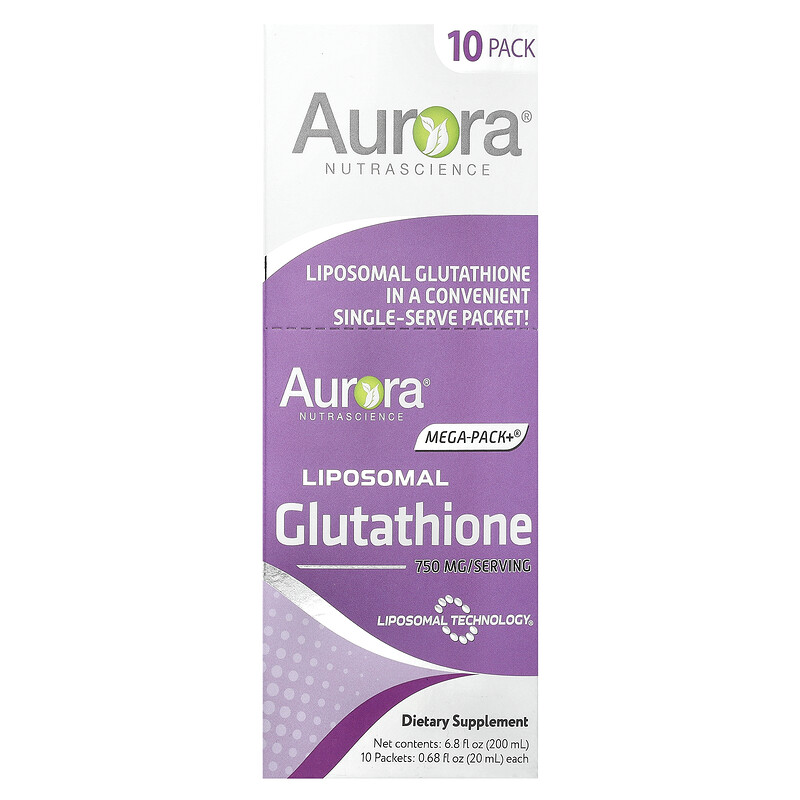 

Aurora Nutrascience, Mega-Pack + , липосомальный глутатион, 10 пакетиков по 20 мл (0,68 жидк. Унции)