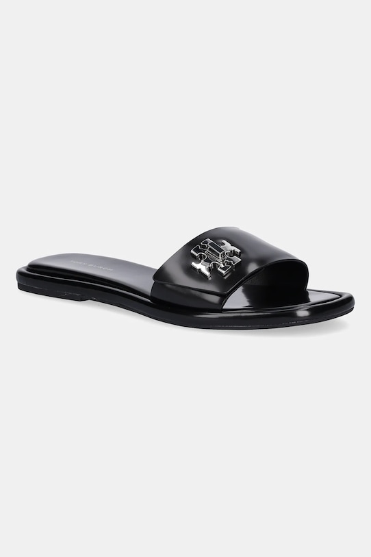 Кожаные шлепанцы T Lock Slide Tory Burch, черный