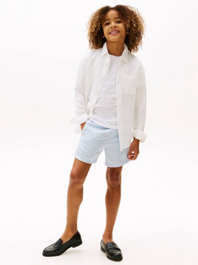 

Детская рубашка из льняной смеси свободного кроя Tommy Hilfiger, White