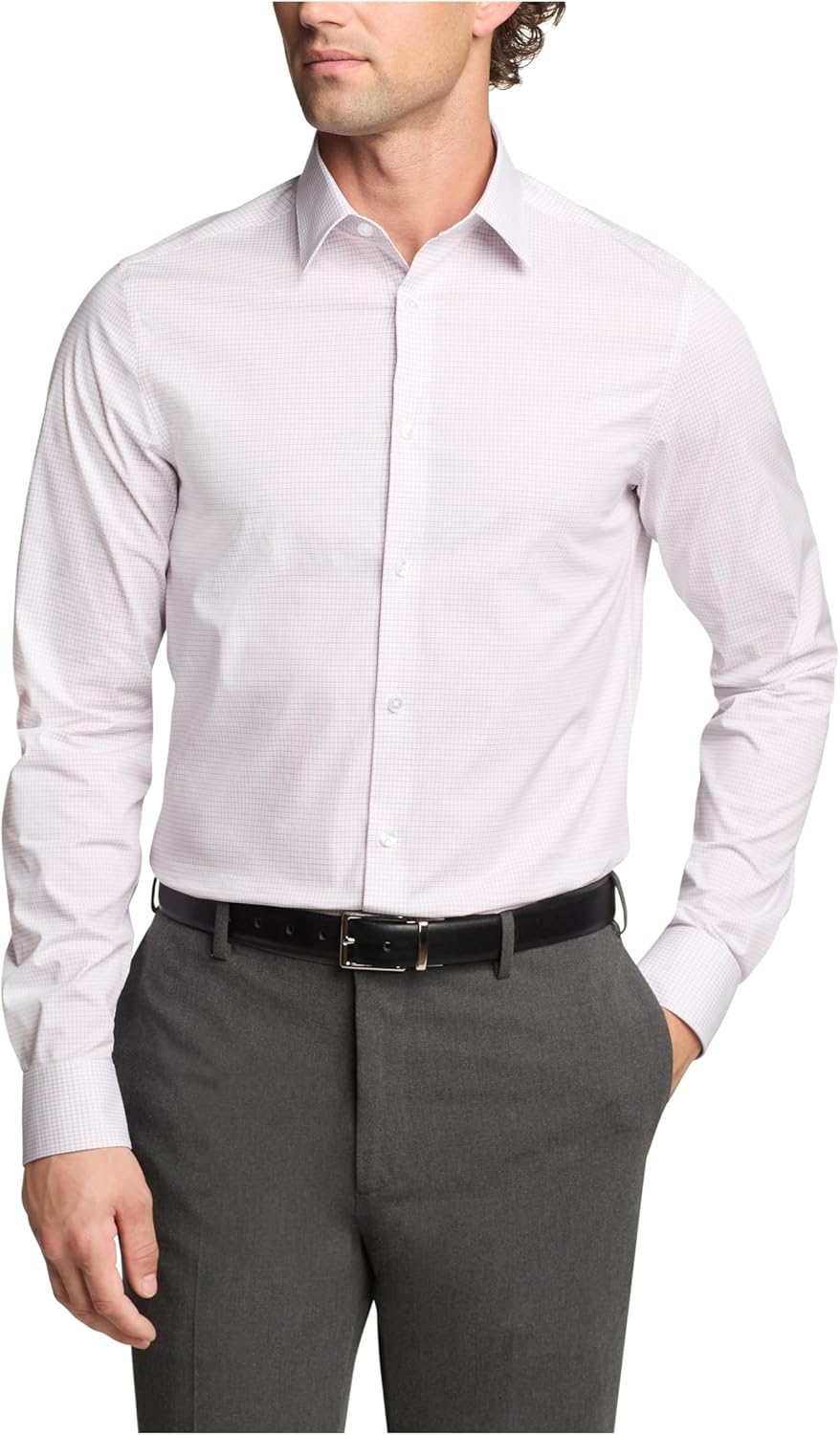 

Мужская рубашка Calvin Klein Slim Fit, не требующая глажки, эластичная, в клетку, Pink Multi