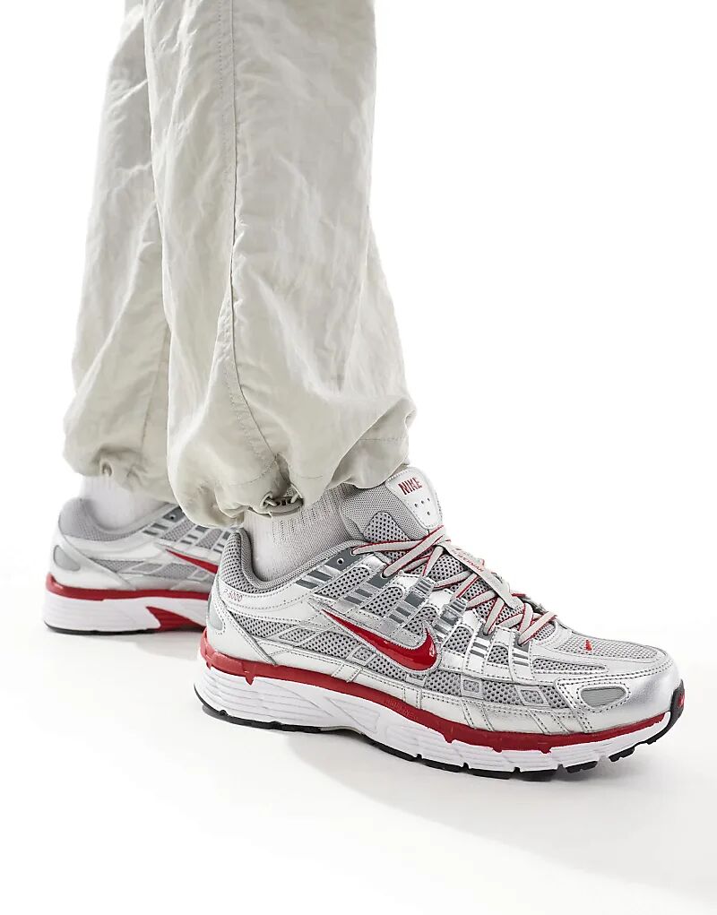 

Кроссовки унисекс Nike P-6000 в цвете «металлик серебристый» и «красный»