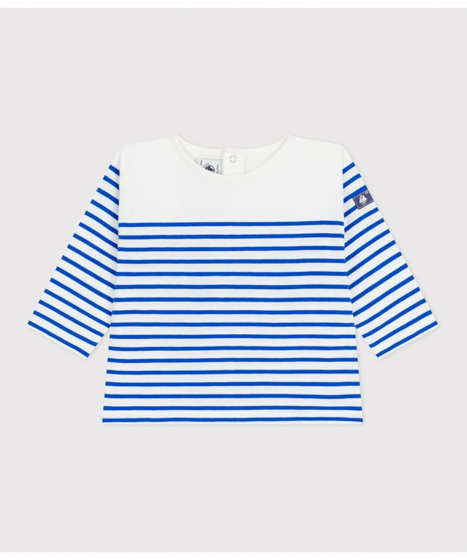 Футболка Marinière с длинными рукавами PETIT BATEAU, Off-white/blue — фото 4