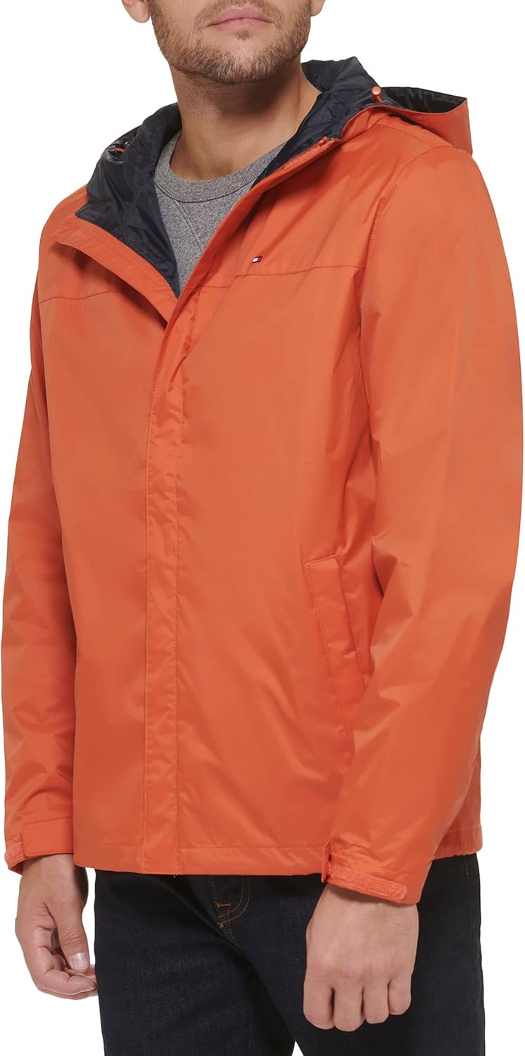 Мужская легкая дышащая водонепроницаемая куртка с капюшоном Tommy Hilfiger, Burnt Orange — фото 2