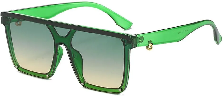 

Модные солнцезащитные очки для мужчин, большие, в стиле панк, черные, солнцезащитные очки для женщин, винтажные очки с заклепками TKKTLLT, Green-greenyellow