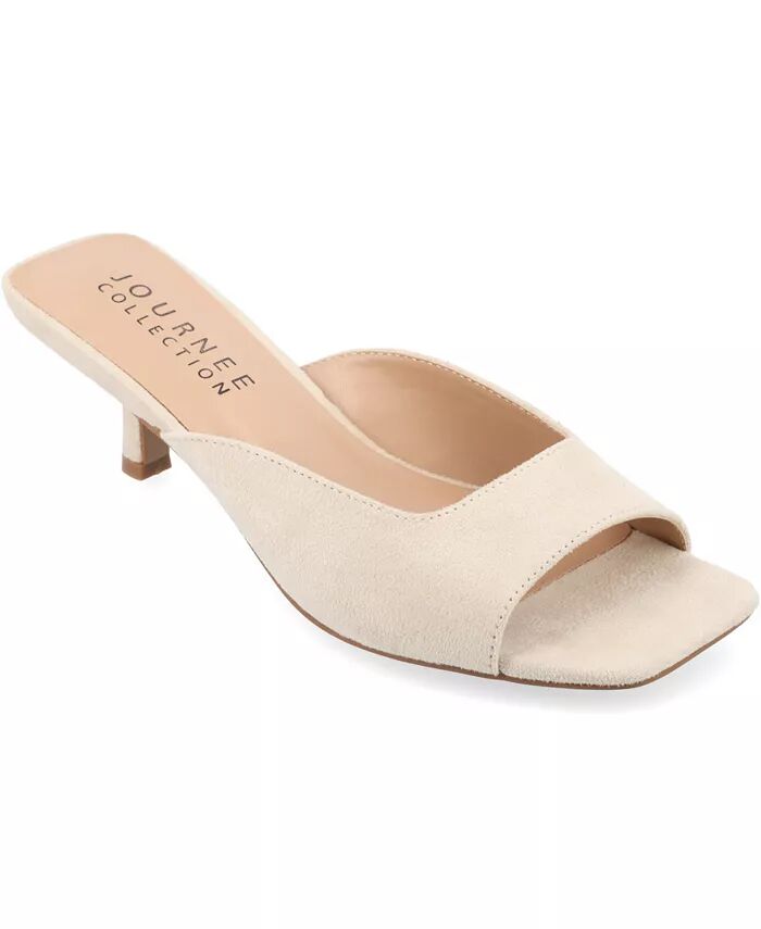 Женские туфли Larna Square Toe Slip On Kitten Heels Journee Collection, слоновая кость/кремовый