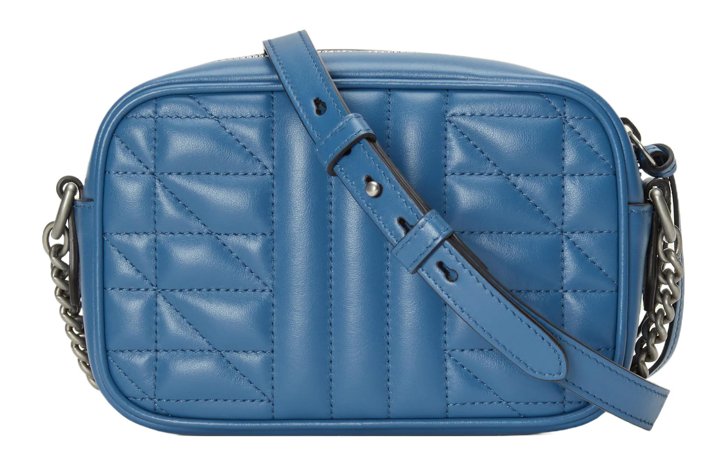 GG Marmont Кожаная Камера Сумка, Мини Сумка Через Плечо, Женская Синяя GUCCI — фото 3