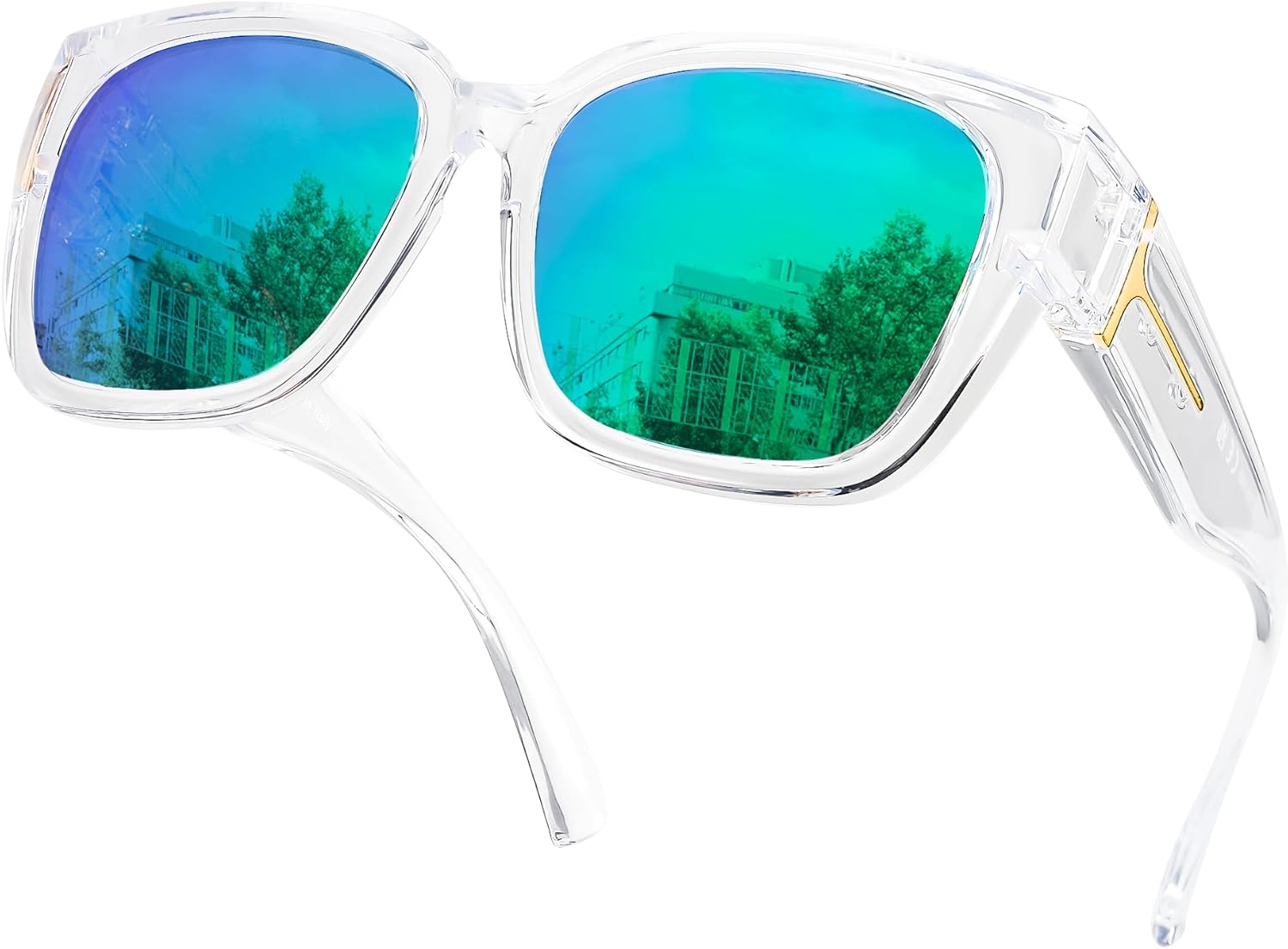 

Солнцезащитные очки SIPHEW с зеркальными линзами, поляризованные, надеваются поверх обычных очков, модные, большие квадратные, с защитой от УФ-излучения UV400, A06 Green Over Glasses Sunglasses