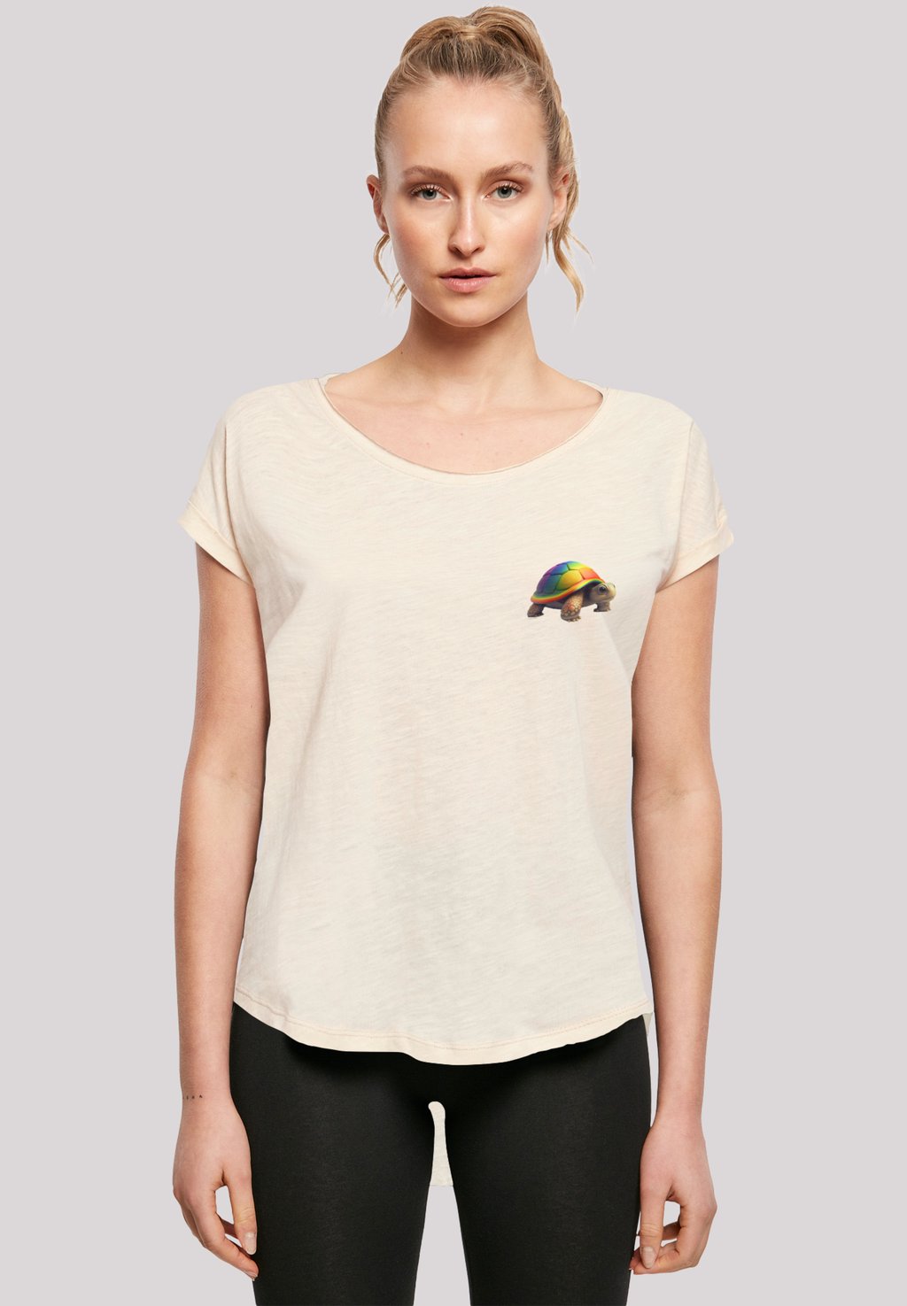 

Футболка с принтом RAINBOW TURTLE LONG TEE F4NT4STIC, песочный