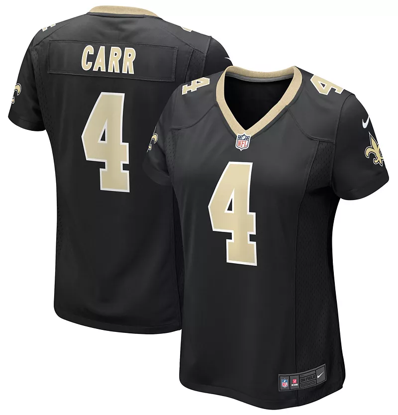 

Женская черная игровая майка Nike New Orleans Saint Derek Carr #4