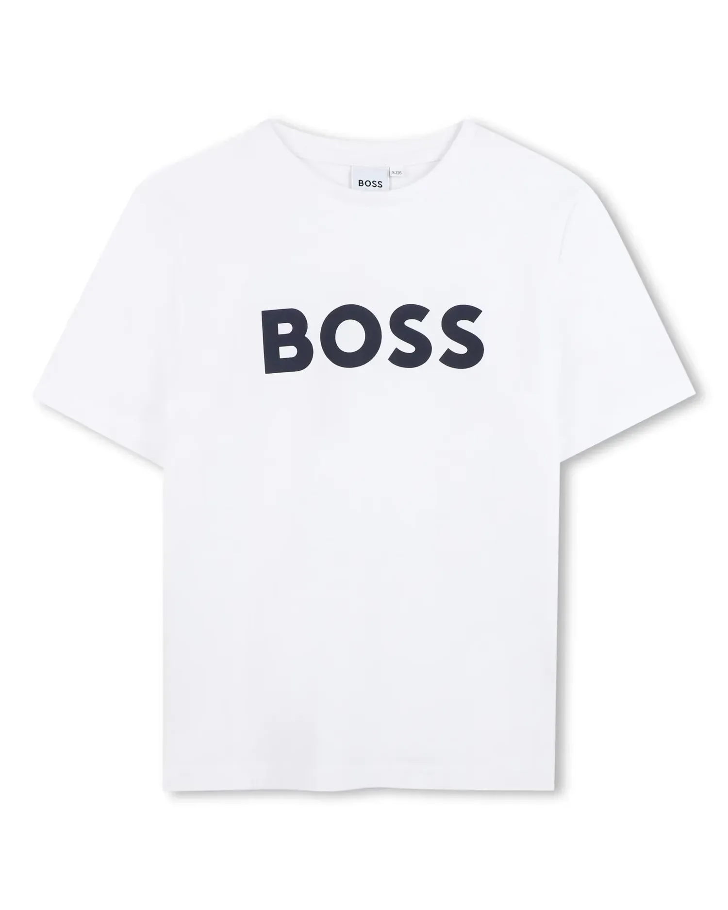 Футболка для мальчика с короткими рукавами с рисунком спереди из хлопка BOSS Kidswear, белый