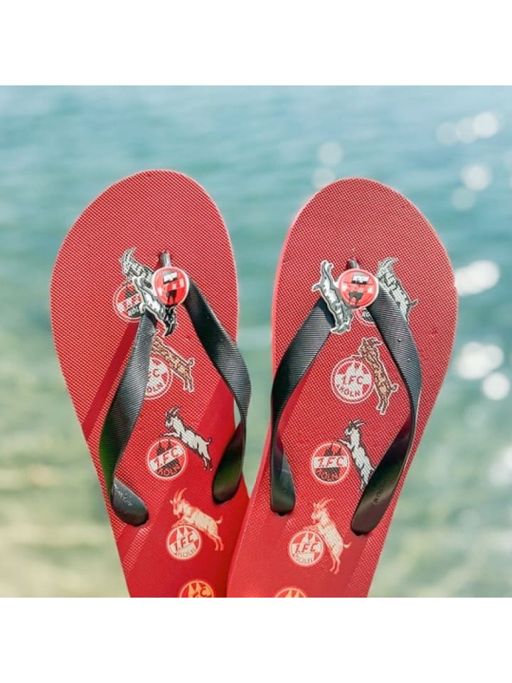Fußballverein 1. FC Köln Купальные шлепанцы с логотипом «Flip Flops Logos» красного цвета — фото 2