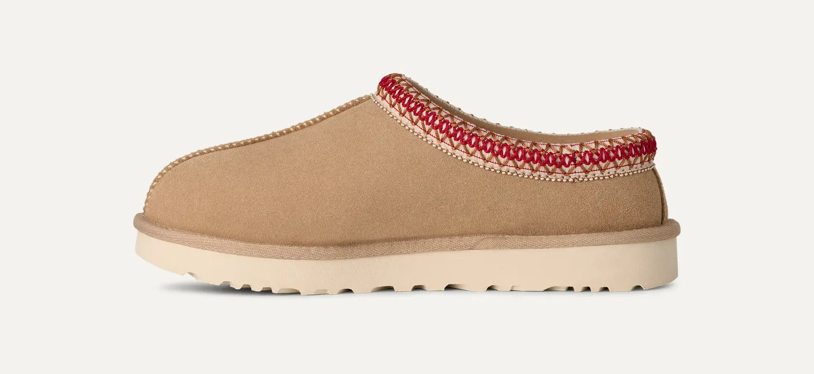 Женские тапочки UGG Tasman II 1174470-SDDR Sand Dark Cherry Suede Slip-On GUG19, бежевый — фото 3