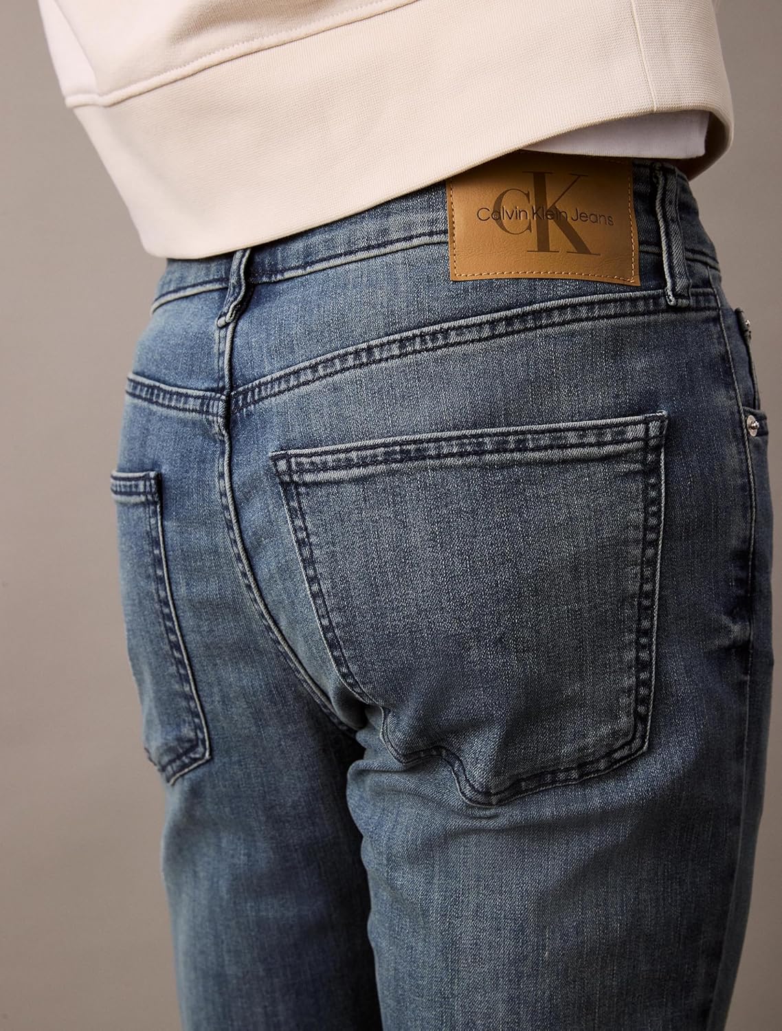 Мужские узкие джинсы Calvin Klein с высокой эластичностью, Chipped Blue — фото 2
