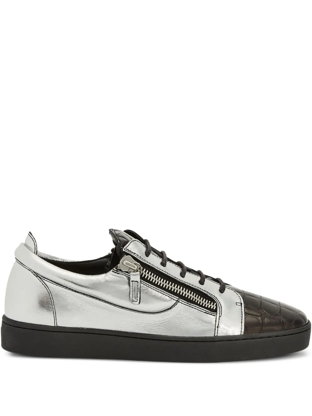 

Кеды Frankie с тиснением под кожу крокодила Giuseppe Zanotti, серый