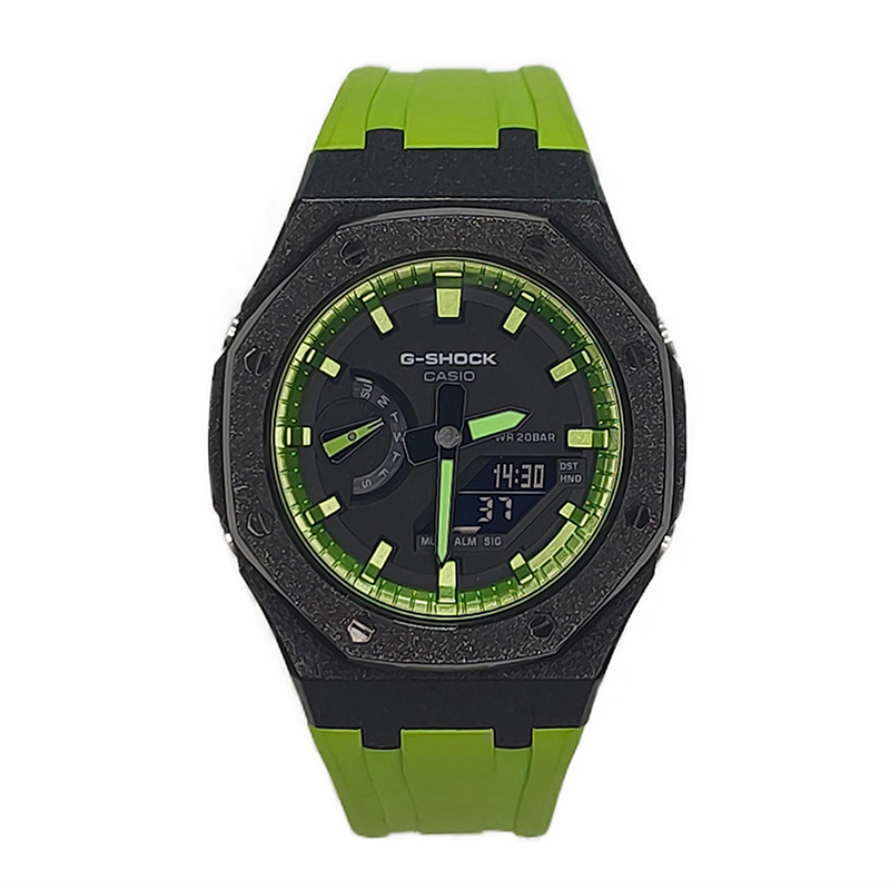 

CASIO Часы Men Liquid Crystal/Analog Dual Display Series 44mm Black Watch, Frost Black Green