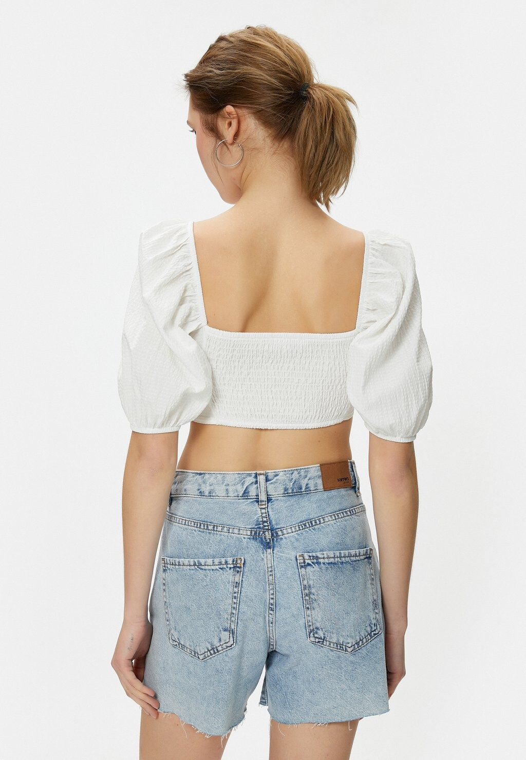 

Блуза PUFF SLEEVE CORSET DETAIL CROP Koton, белый