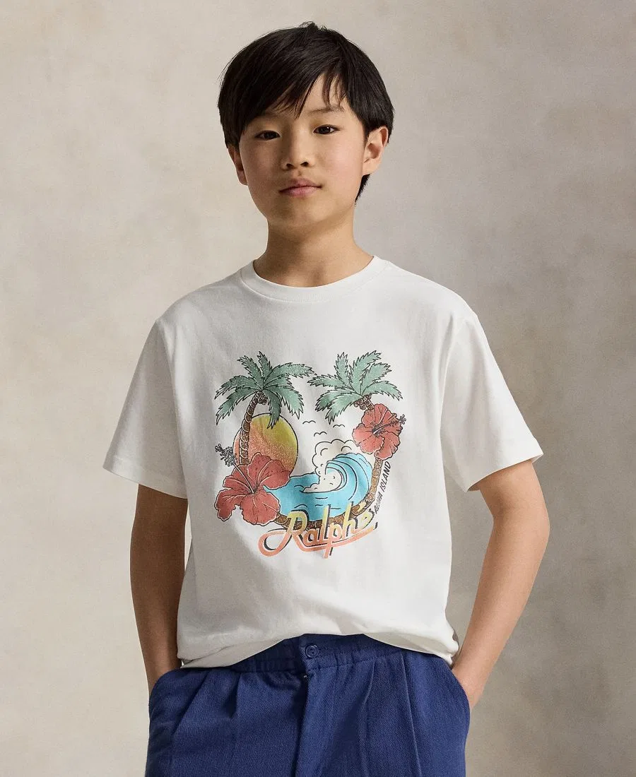 Детская футболка с коротким рукавом и графическим принтом, размер 8-20 Polo Ralph Lauren, белый