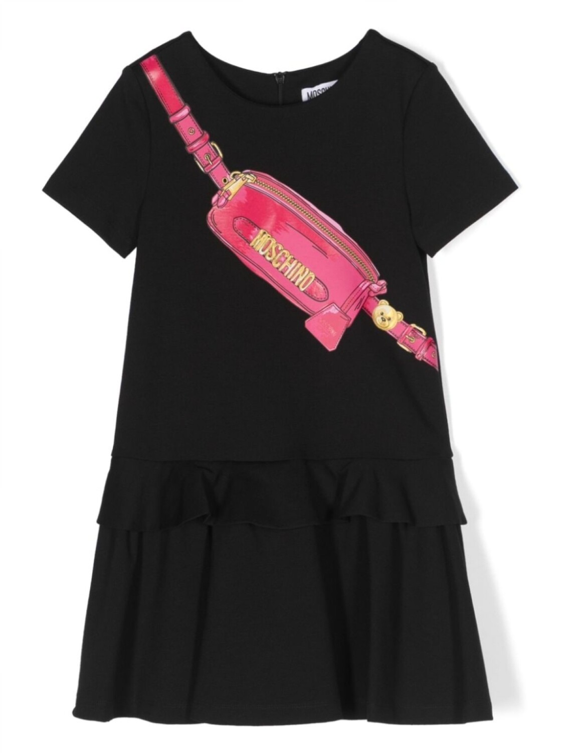 

Платье с оборками и графичным принтом Moschino Kids, черный