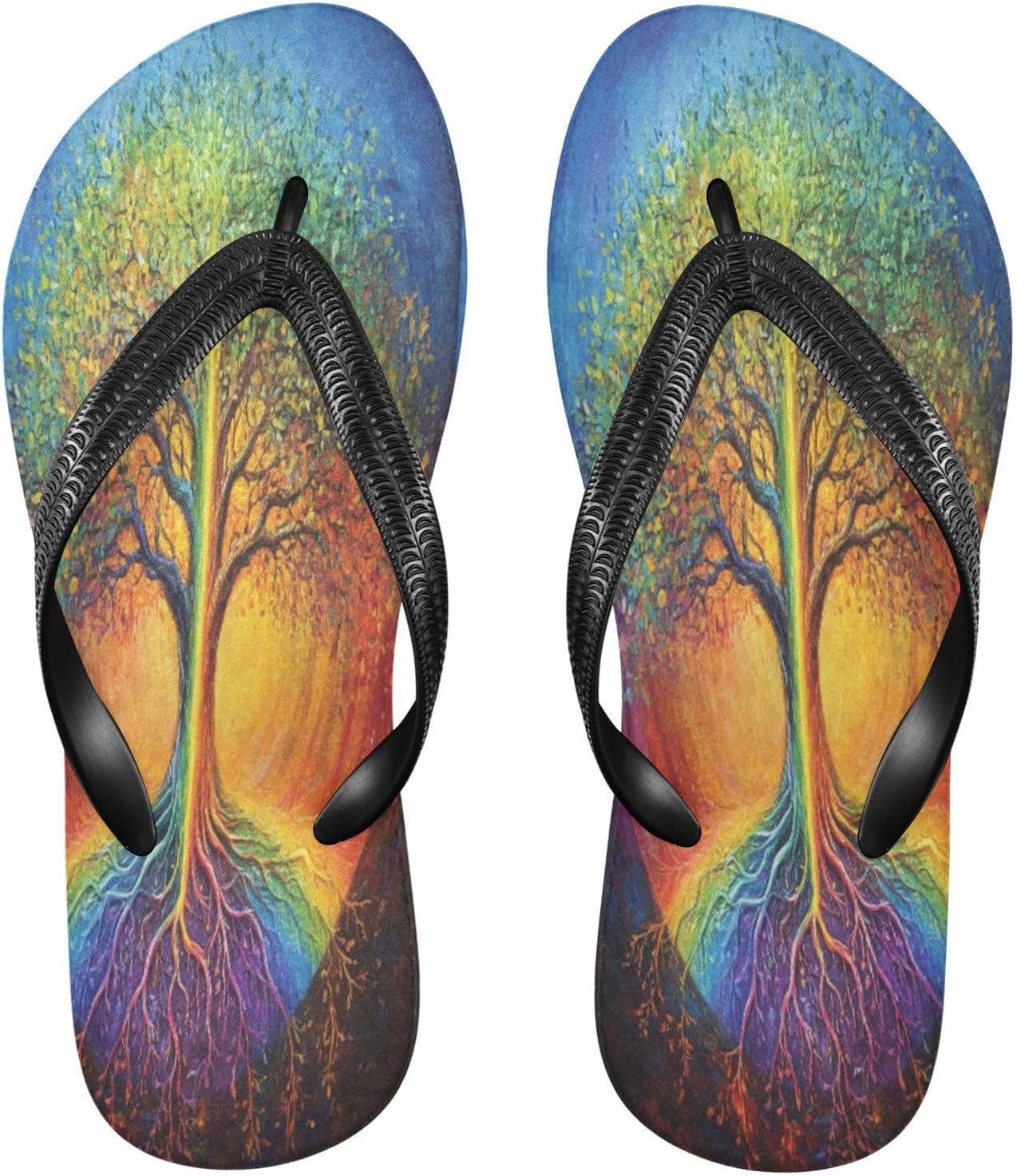 

Разноцветные шлепанцы «Радужное дерево» для пляжа и душа, резинескользящие летние тапочки для женщин и мужчин Sinestour