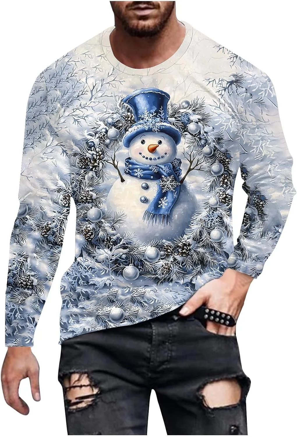 

Футболка с принтом для мужчин, Long Sleeve, Holiday Christmas