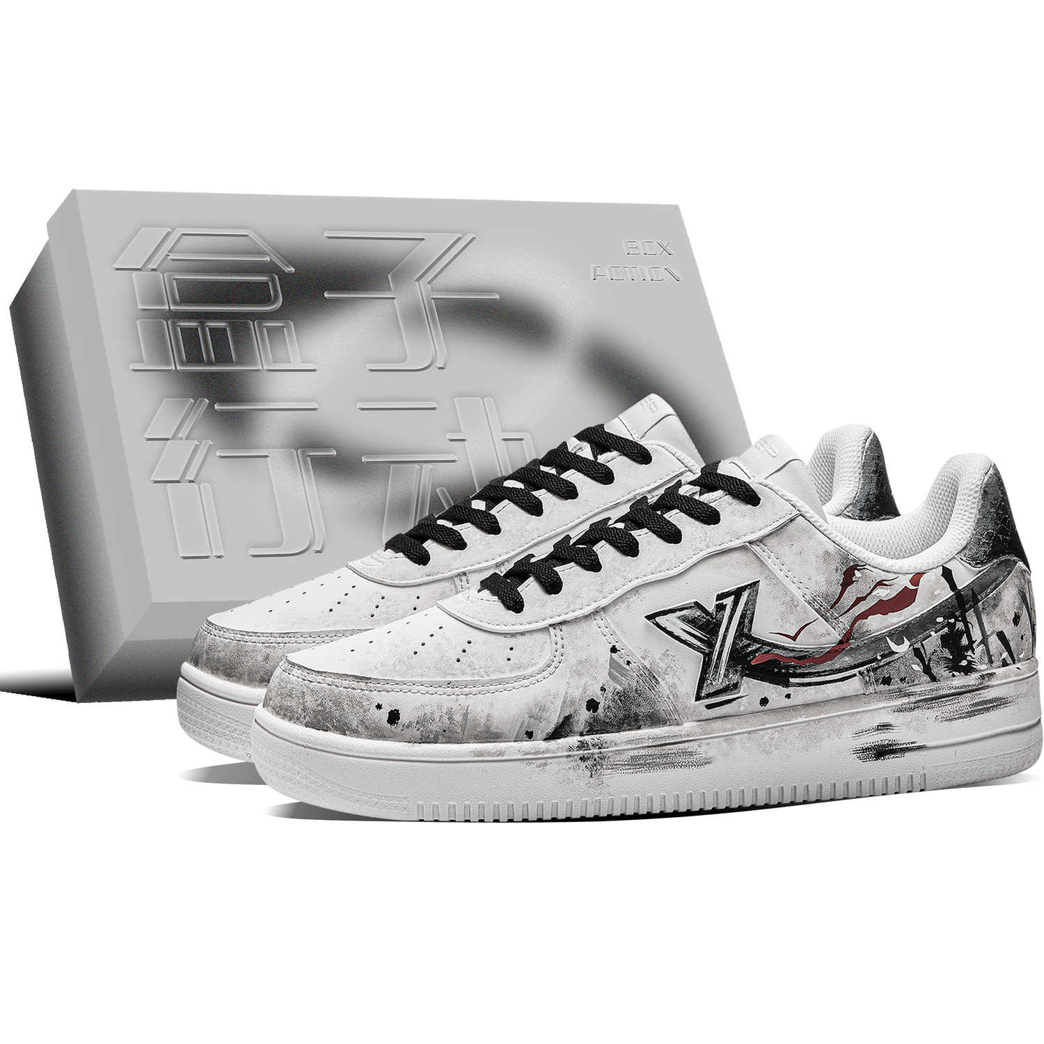 

XTEP Кроссовки для скейтбординга Air Force One с противоскользящей подошвой и износостойкие, низкие, мужские, черные с красным