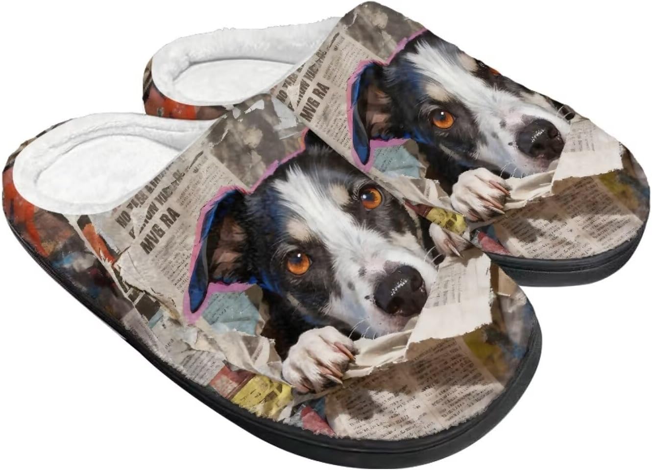 

Тапочки Tomeusey для женщин - домашние и хлопковые тапочки с противоскользящей подошвой, подарок для женщин и мужчин, Dog Newspaper