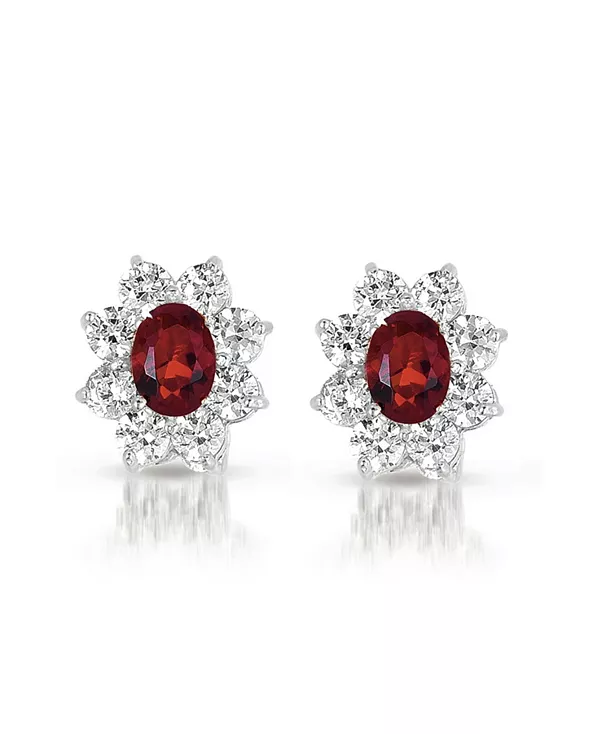 

Серьги в форме цветка из стерлингового серебра с покрытием из белого золота Genevive, red