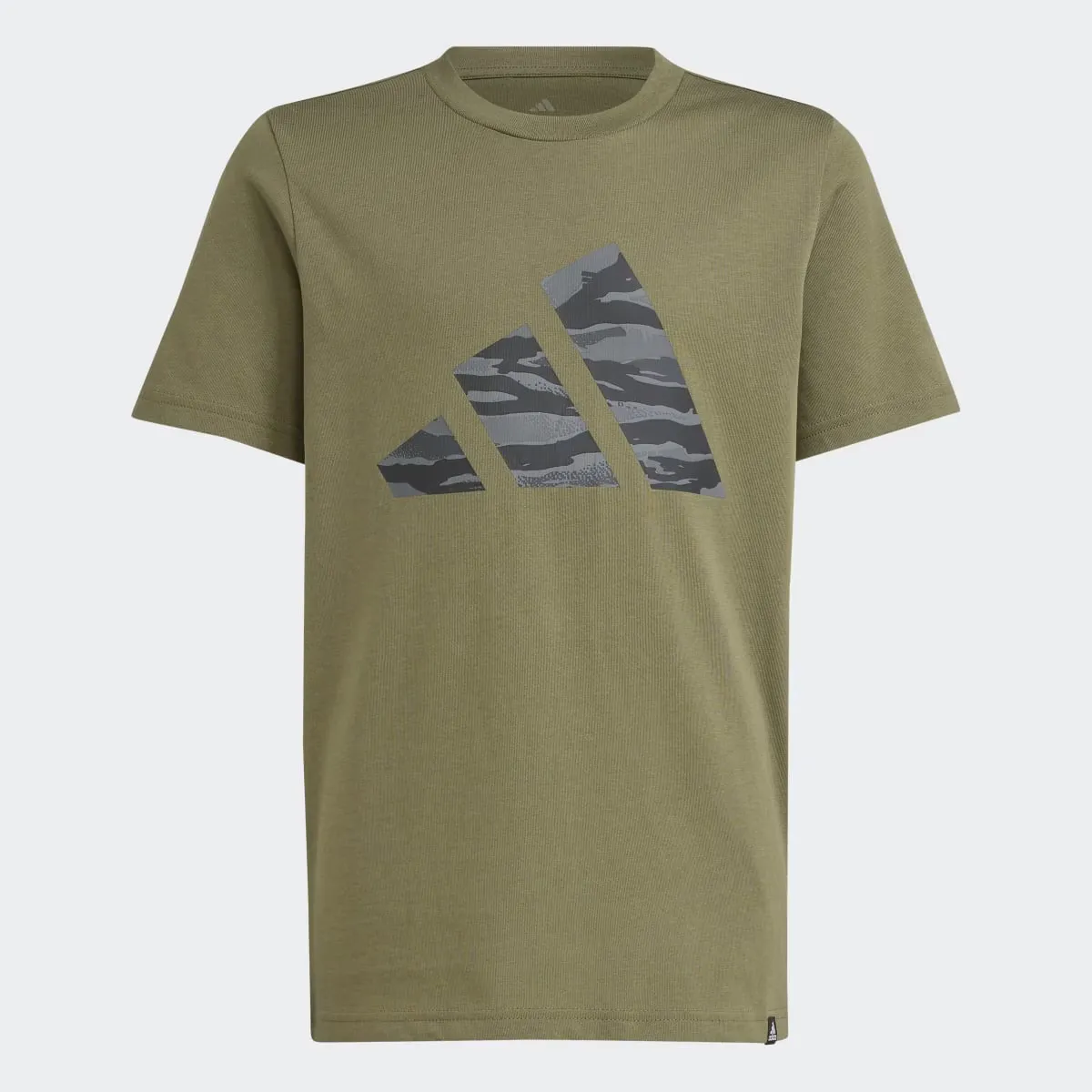 Детская футболка с камуфляжным принтом Adidas, зеленый — фото 2