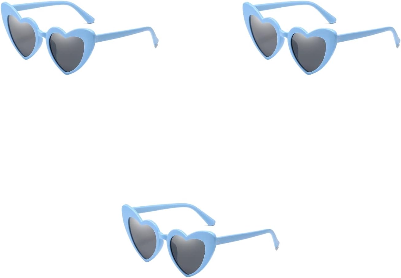 

Солнцезащитные очки в форме сердца для женщин, разноцветные очки в форме сердца для детей/девочек/подростков/вечеринок/хип-хопа ooibnn, Blue-3pairs (Expensive in Shipping)