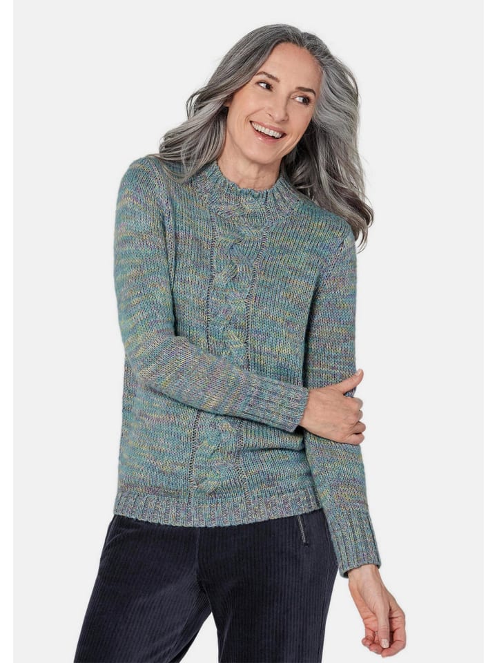 

Вязаный свитер длиной до бедер, с длинными рукавами, косичной вязки, с цветным/узорчатым рисунком. GOLDNER