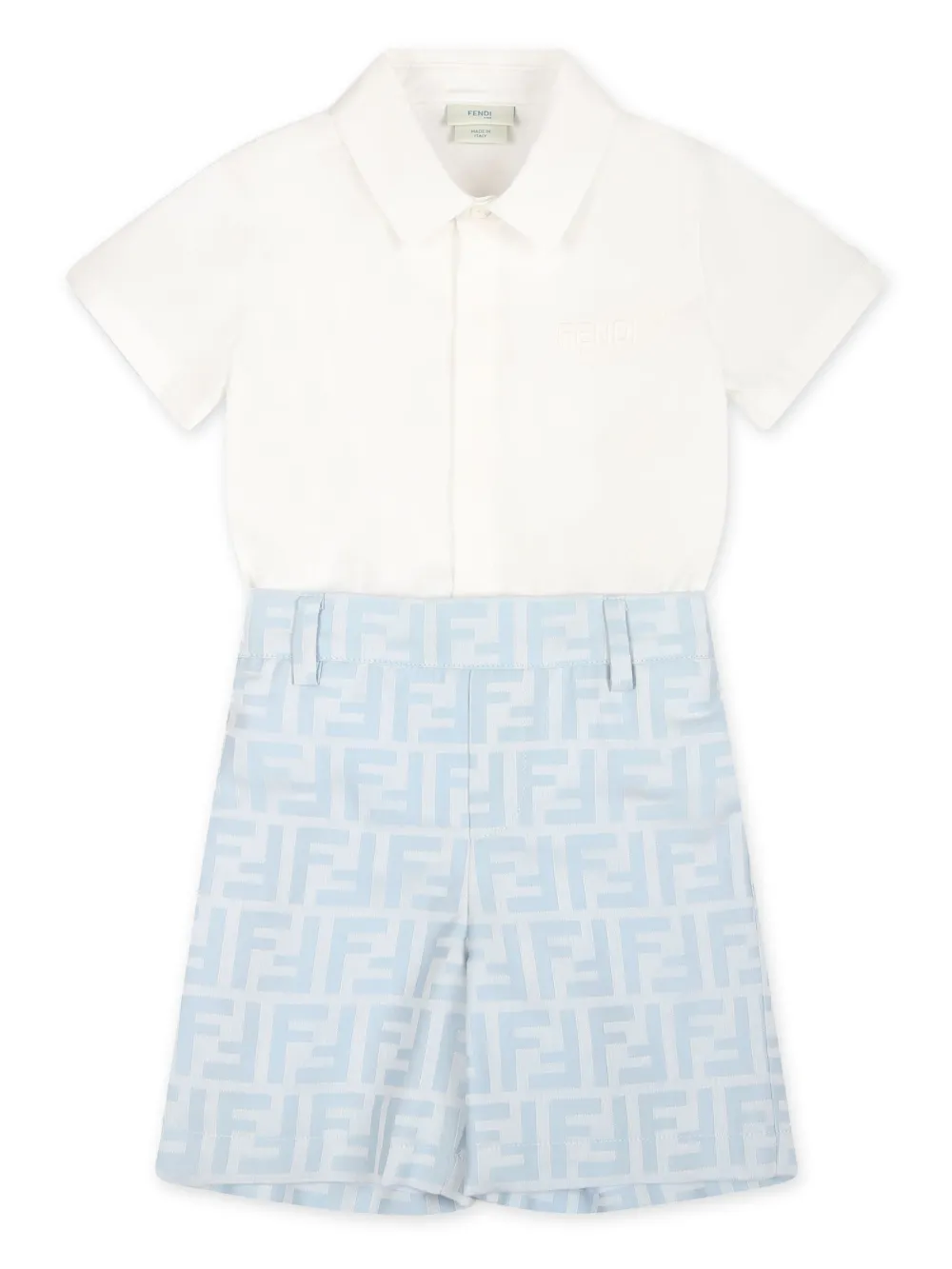 

Ромпер с жаккардовым логотипом FENDI KIDS, синий