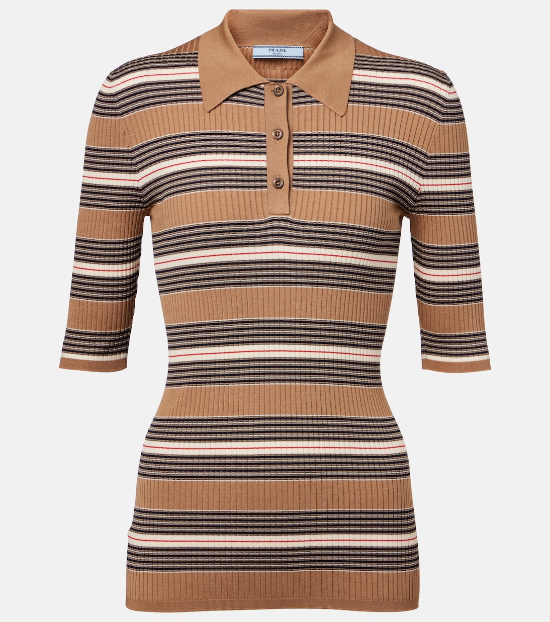 

Свитер-поло из хлопковой смеси Prada, Camello