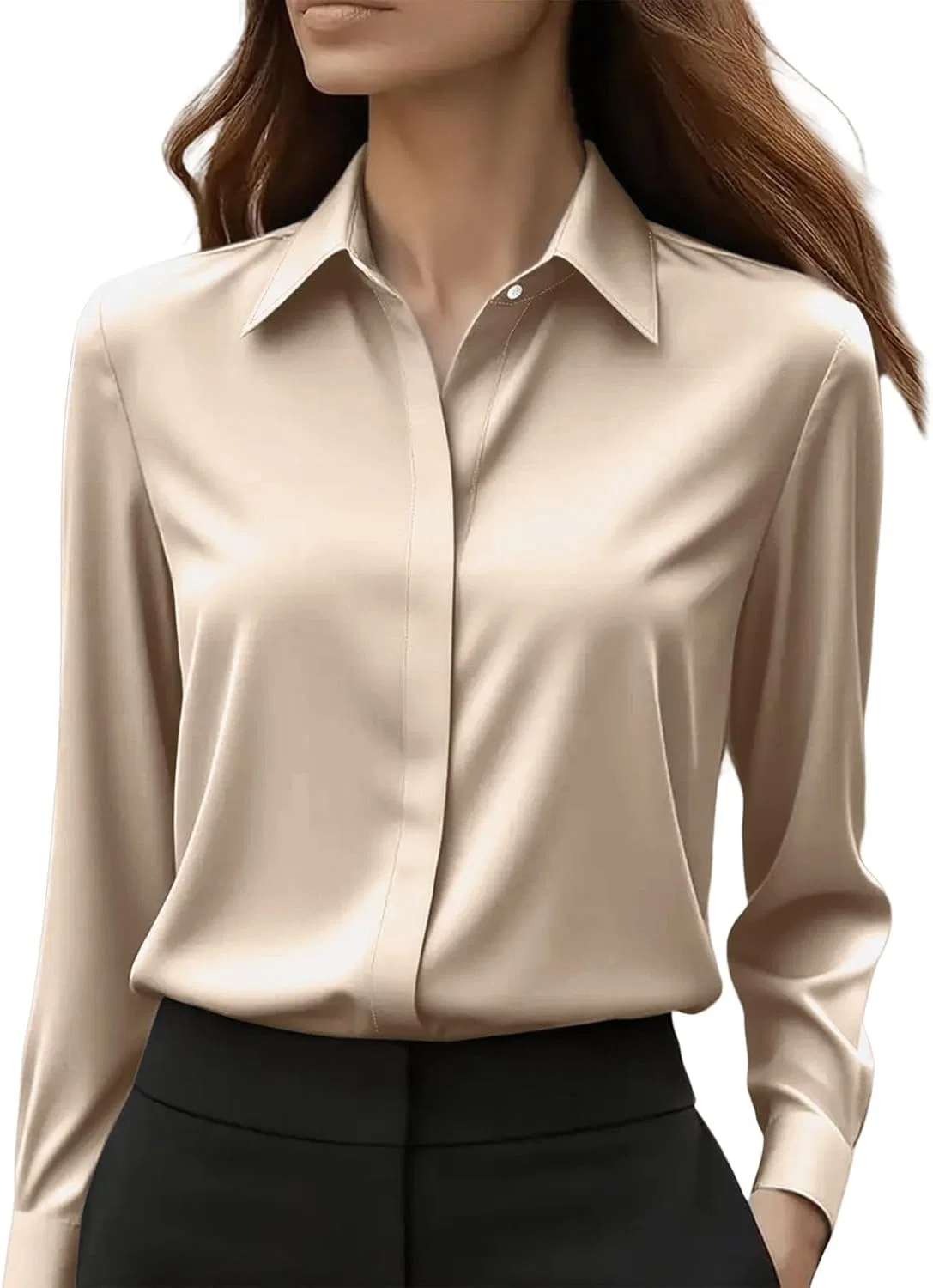 Блуза, женская, Button-down, хаки