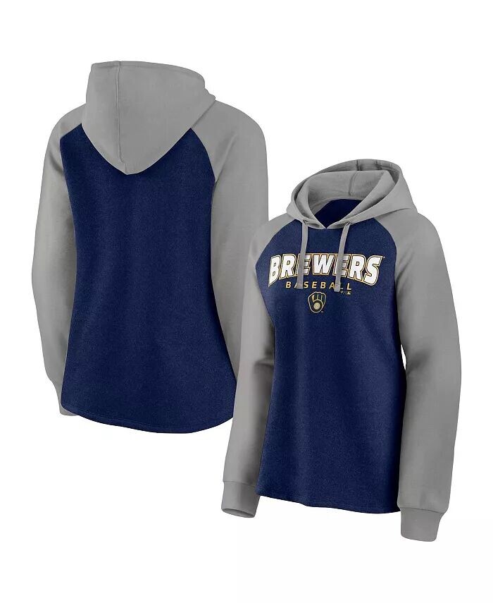 

Женский темно-серый пуловер с капюшоном Milwaukee Brewers Recharged реглан Fanatics