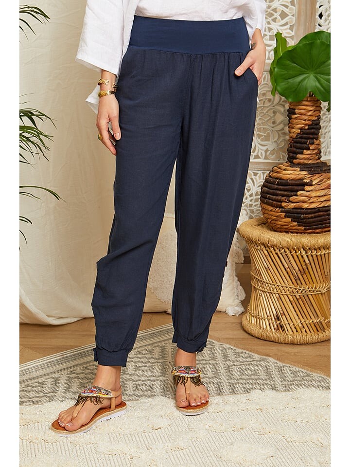 

Тканевые брюки Lin Passion, темно-синий