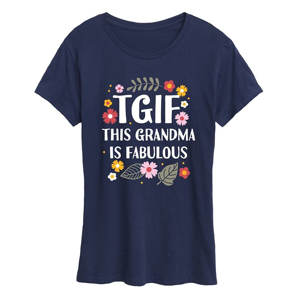 

Женская футболка с рисунком TGIF This Grandma Is Fab, темно-синий