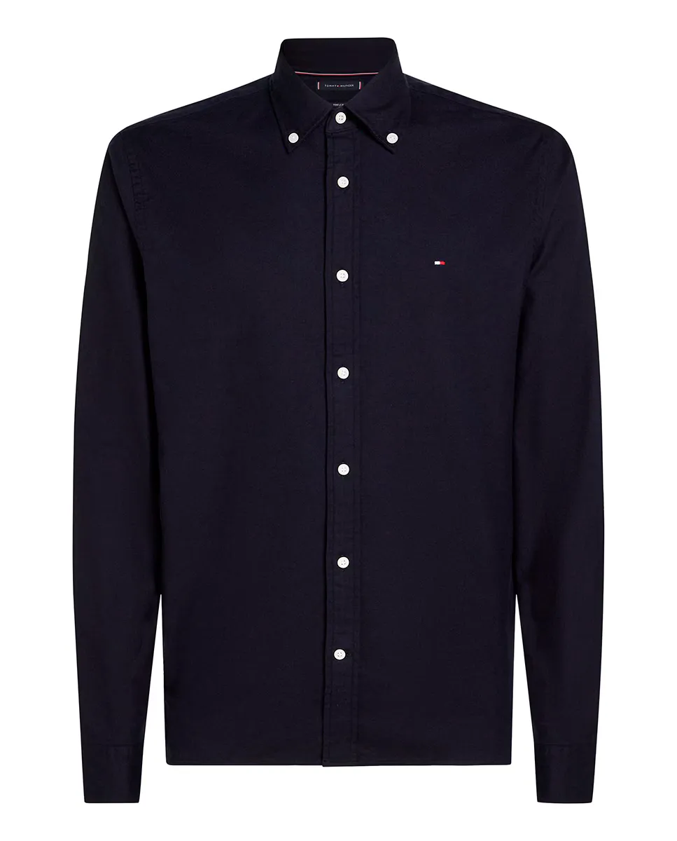 

Однотонная мужская рубашка с начесом Tommy Hilfiger, темно-синий