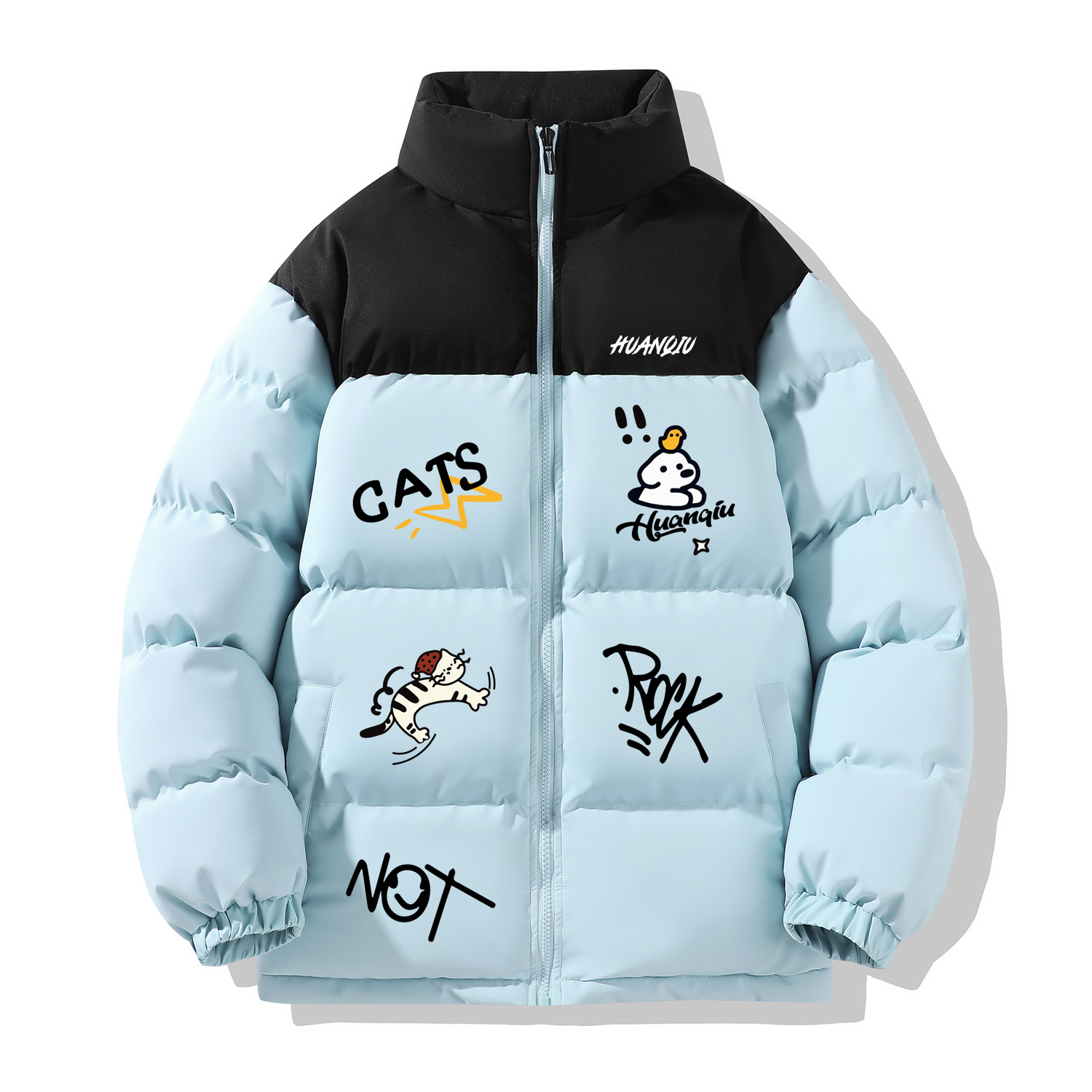 

Пуховик Unisex Stand Collar Thickened Padded Puffer Jacket HUANQIU, светло-синий