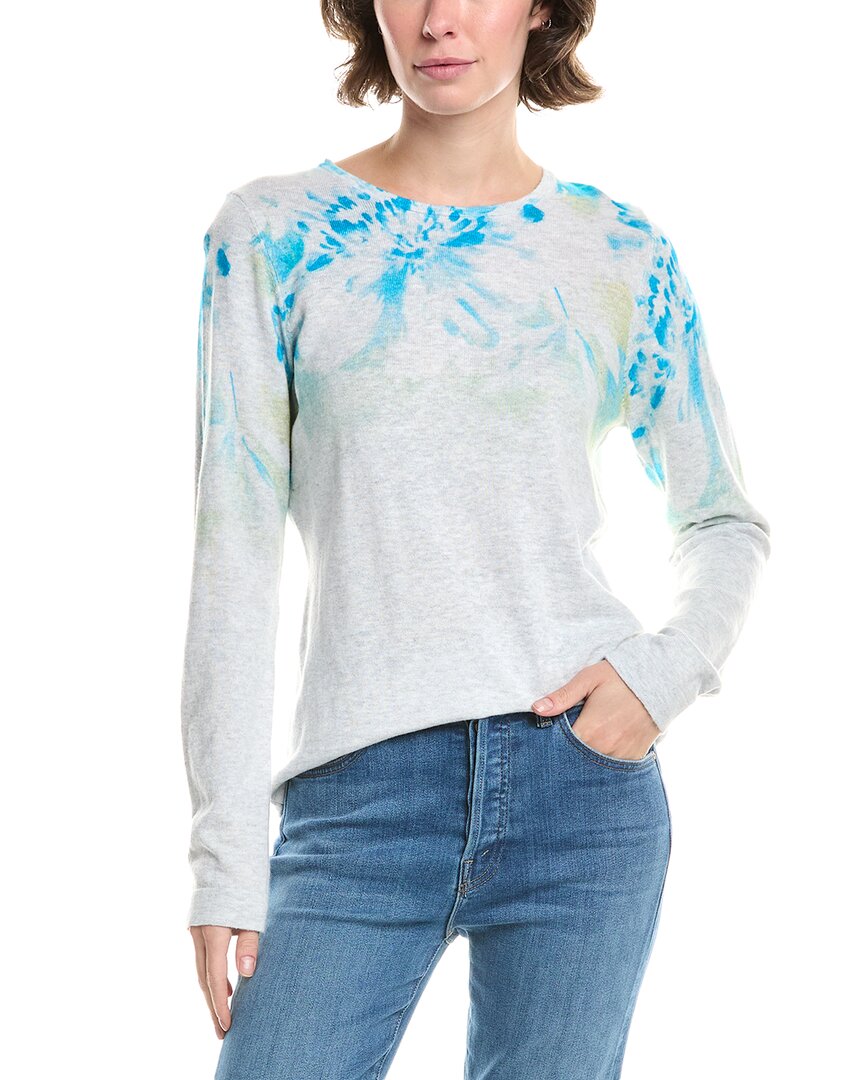 

Кашемировый свитер с островным цветочным принтом Forte Cashmere, синий