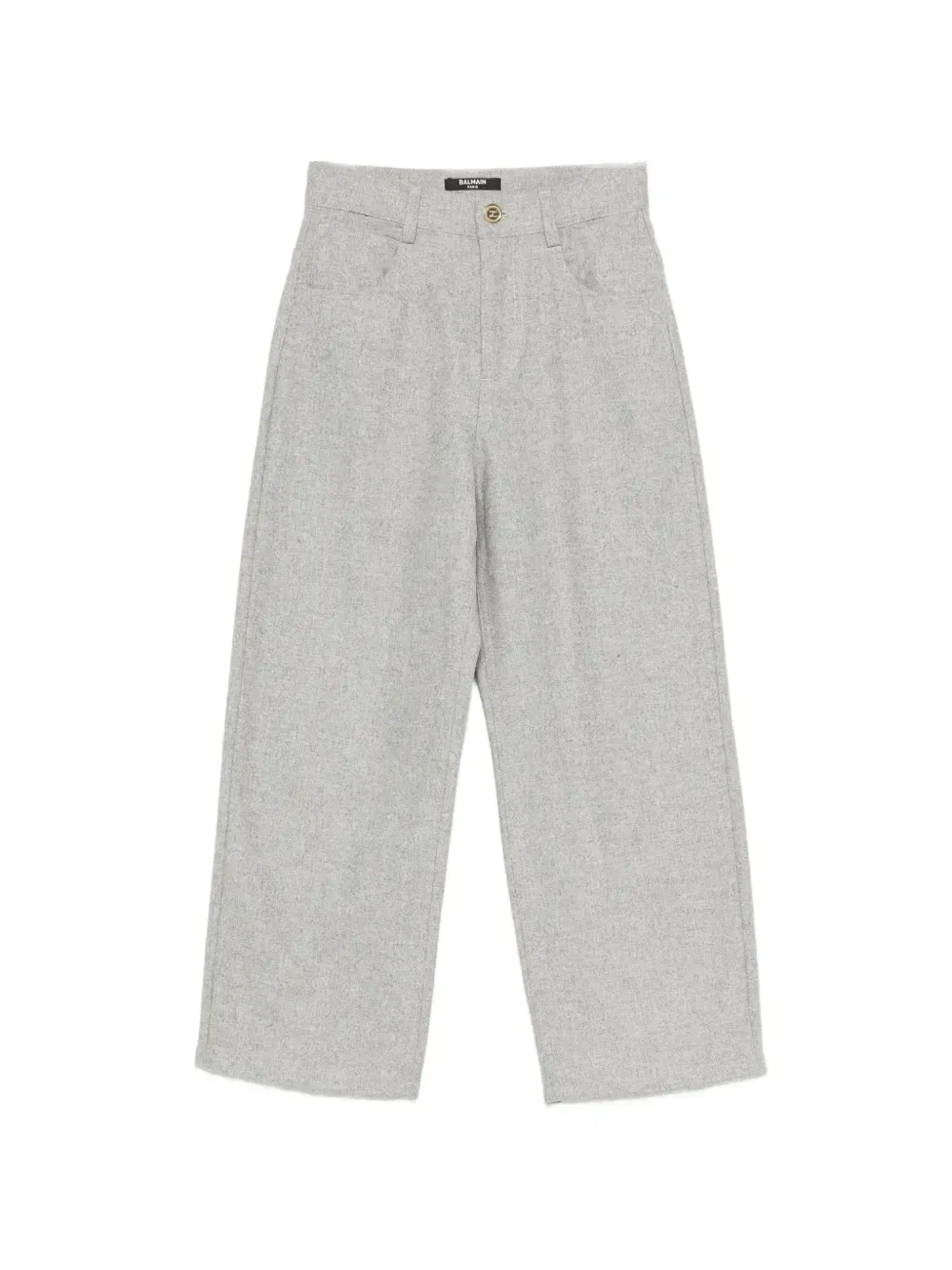Широкие шерстяные брюки с логотипом Balmain Kids, серый