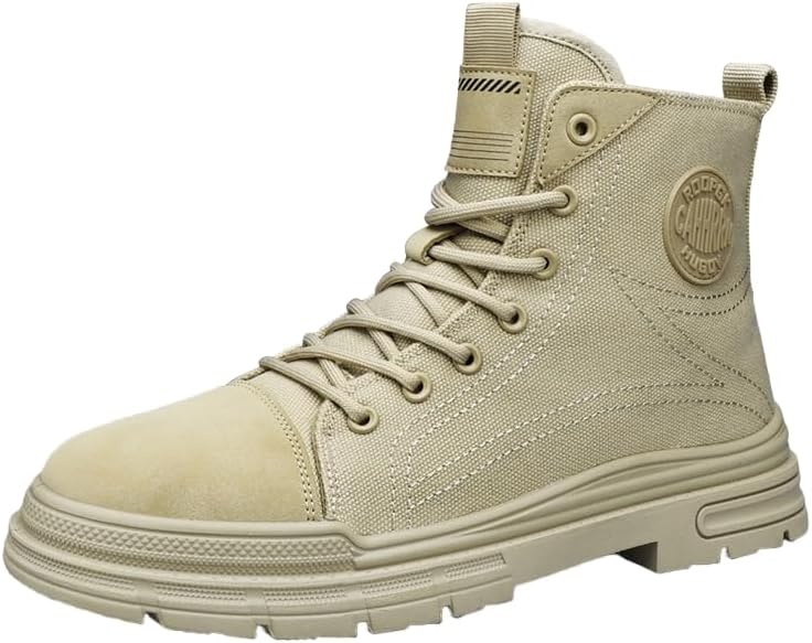 

Мужские высокие кроссовки на шнуровке - дышащий верх из сетки, легкая амортизирующая резиновая подошва, повседневная обувь для бега и активного отдыха на весь день Hoalox, хаки