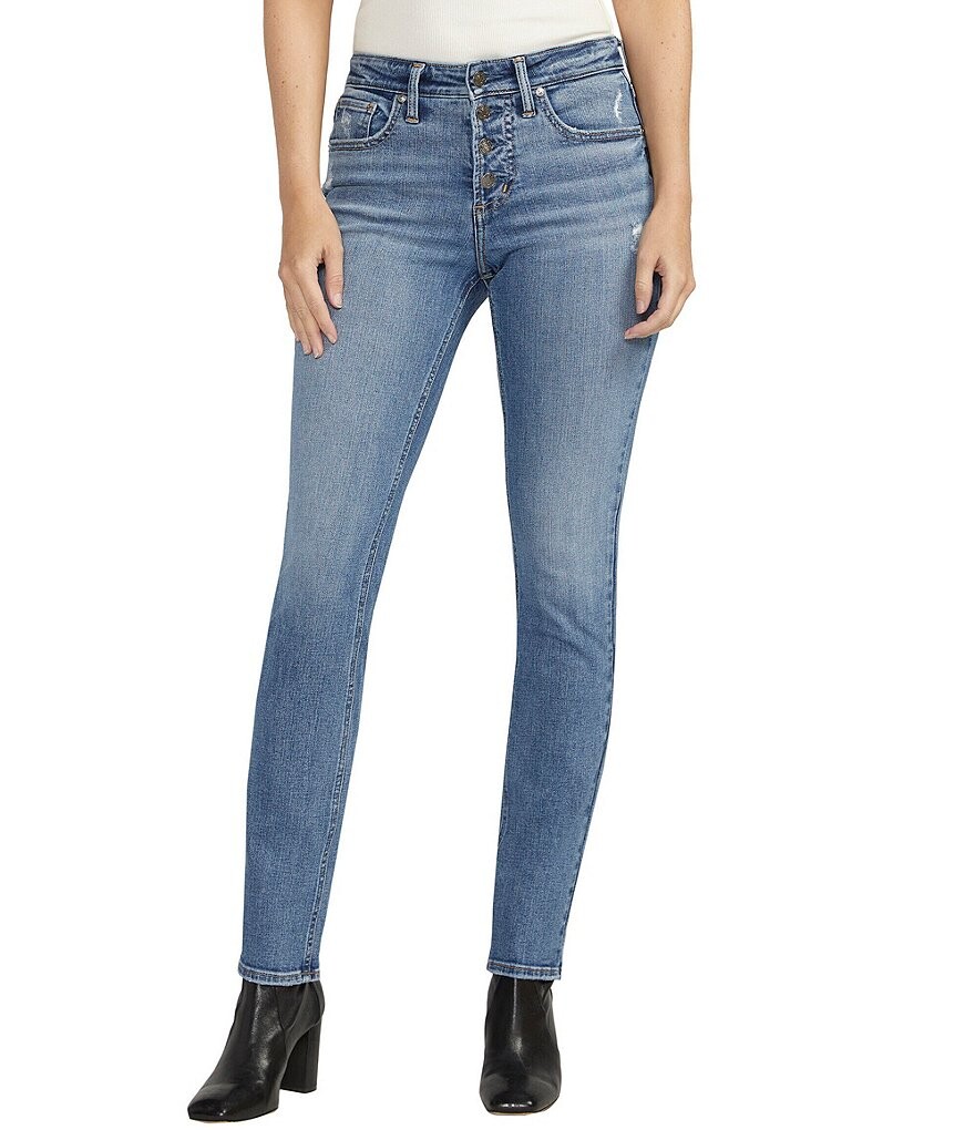 

Узкие прямые джинсы со средней посадкой Silver Jeans Co. Most Wanted, синий