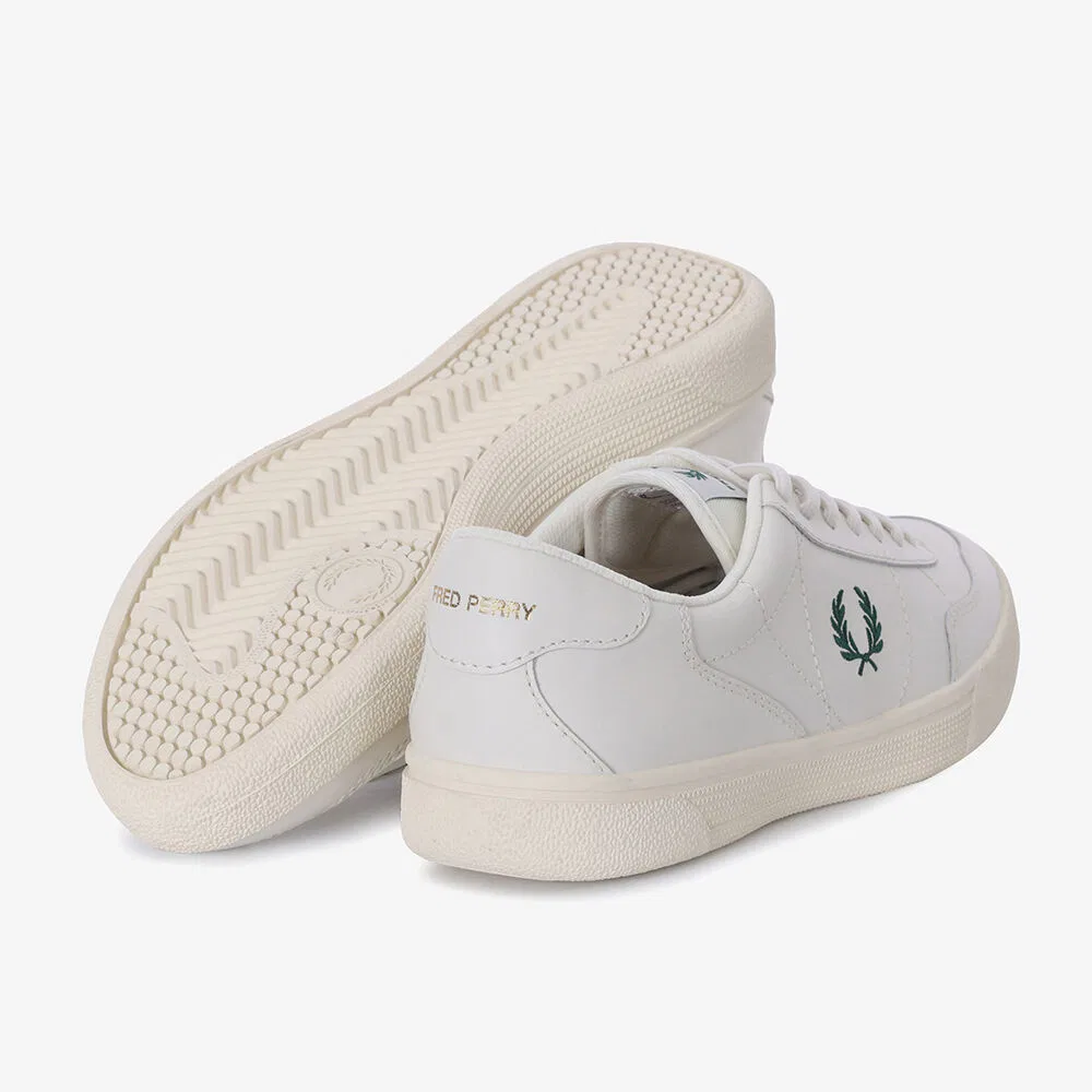 Мужские низкие кеды B11 Leather светло-бежевые с зелёным от Fred Perry — фото 4