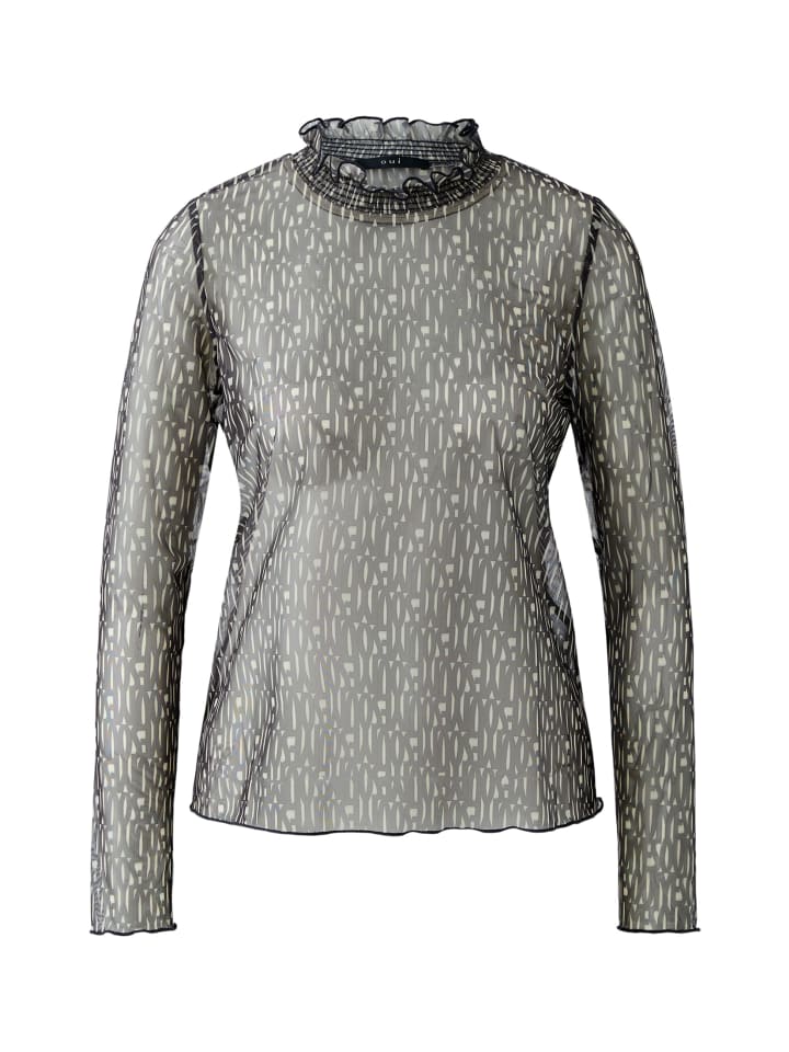 

Рубашка с длинными рукавами в бежево-черном цвете Oui